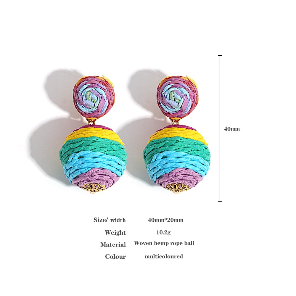 Eva Round Woven straw Earrings