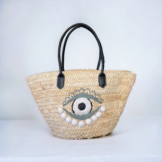 All Eyes On You Straw Tote